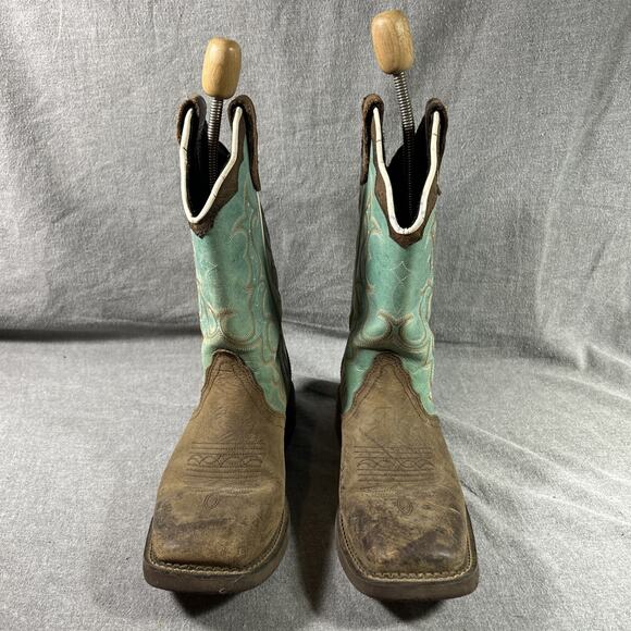 Justin Gypsy Raya Brown & Turquoise Leather Western Cowboy Boots L2904 Size 9B - Picture 5 of 14